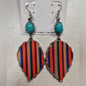 Serape and turquoise earrings